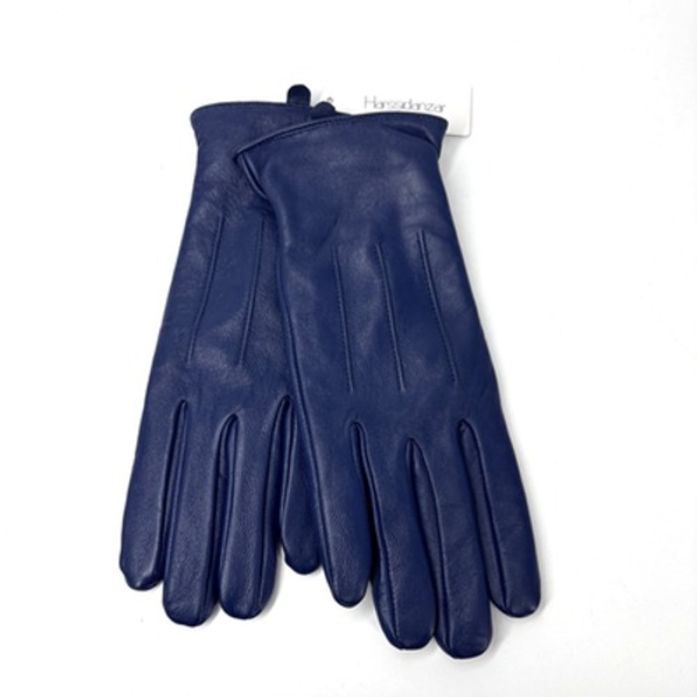 Harssidanzar Blue Leather Gloves Womens Large Lined